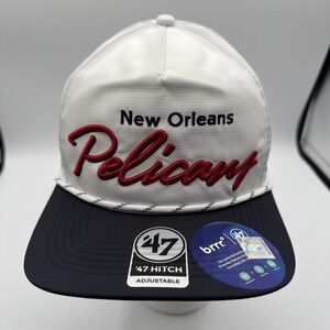 '47 Hitch New Orleans Pelicans Downburst Script Rope brrr Mesh‎ Snapback Hat Cap